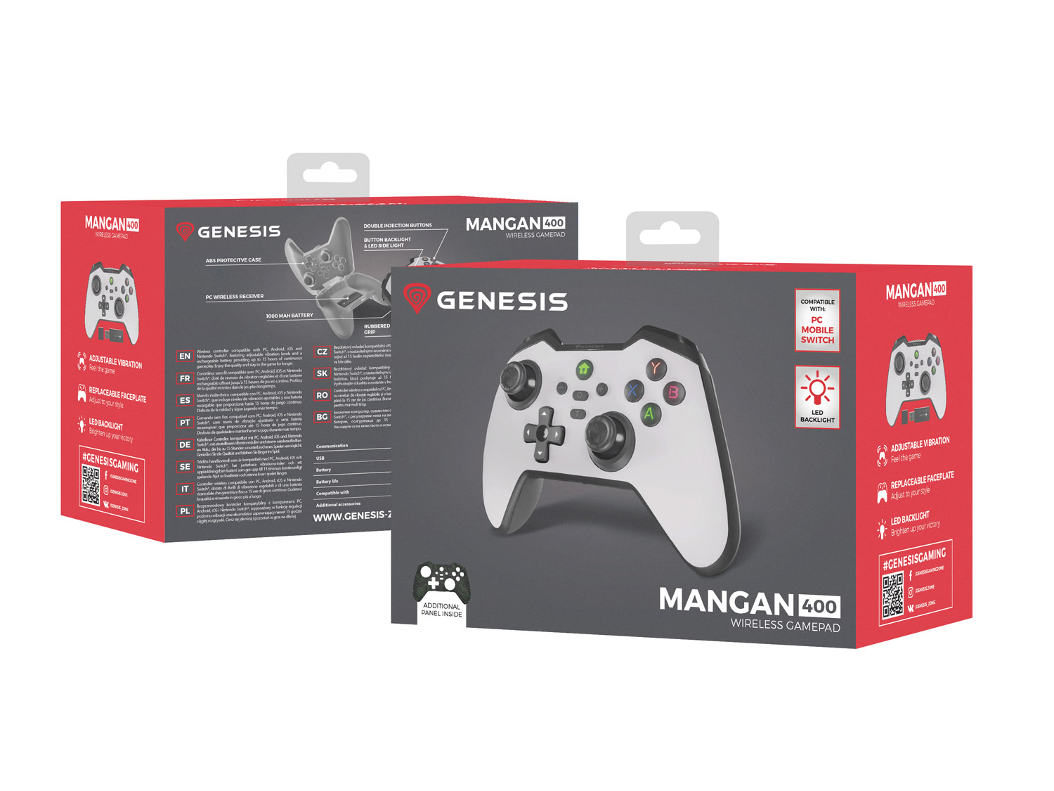 Bezdrátový gamepad Genesis MANGAN 400 pro PC/Switch/Mobil, bílý