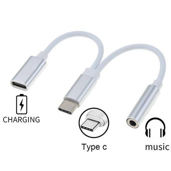 PremiumCord Převodn&#237;k USB-C na audio konektor jack 3,5mm female + USB typ C konektor pro nab&#237;jen&#237;